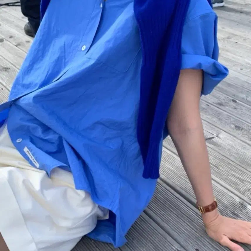 [BUNJANG] Ribbonbit Andrew Blue Oversized Shirt / 리본빛 (구 모네) 앤드류 블루 셔츠