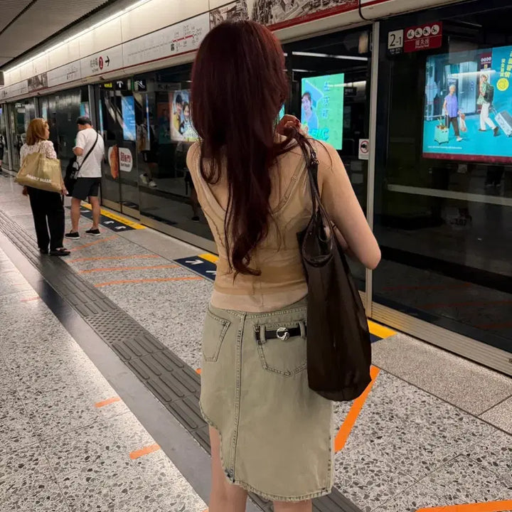 [BUNJANG] 코페르니 비대칭 데님 스커트 / 코페르니 비대칭 데님 스커트
