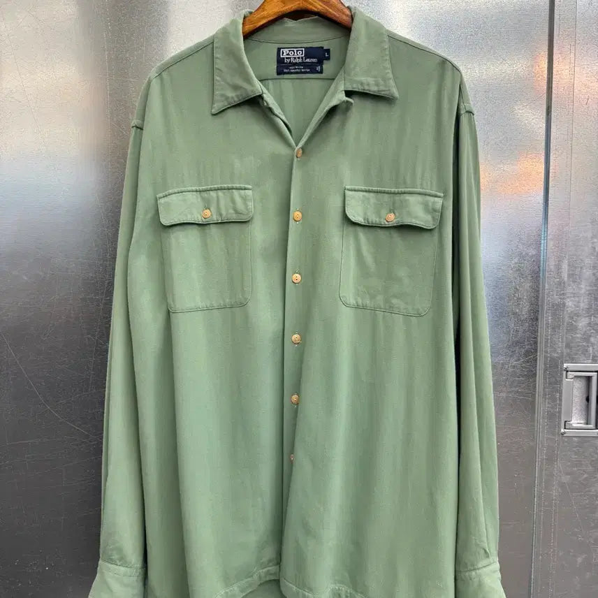[BUNJANG] Polo Ralph Lauren 90s Rayon Shirt / 90s 아카이브 폴로 랄프로렌 레이온 셔츠 페일그린 컬러