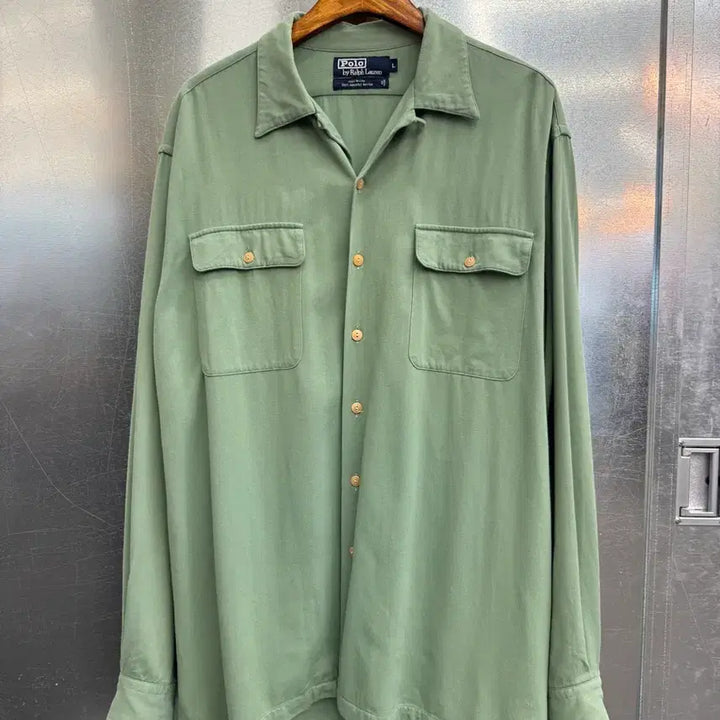 [BUNJANG] Polo Ralph Lauren 90s Rayon Shirt / 90s 아카이브 폴로 랄프로렌 레이온 셔츠 페일그린 컬러