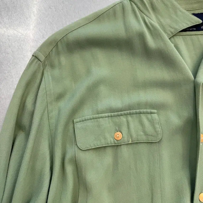 [BUNJANG] Polo Ralph Lauren 90s Rayon Shirt / 90s 아카이브 폴로 랄프로렌 레이온 셔츠 페일그린 컬러