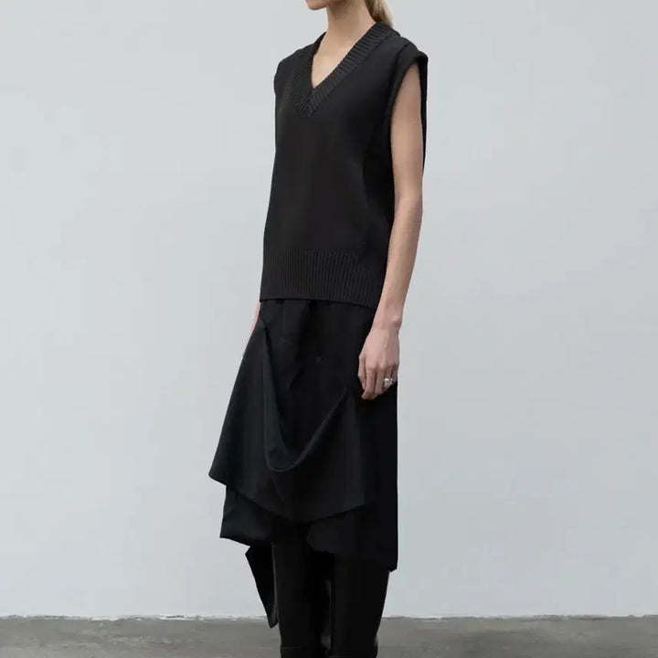 [BUNJANG] Low Classic Drape Layered Skirt - Black / 로우클래식 DRAPE LAYERED SKIRT - BLACK