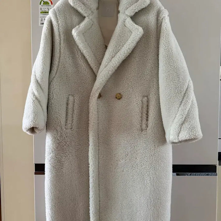 [BUNJANG] Selectism Teddy Bear Long Coat Ivory / 셀렉티즘 테디베어 롱코트 아이보리 66~77