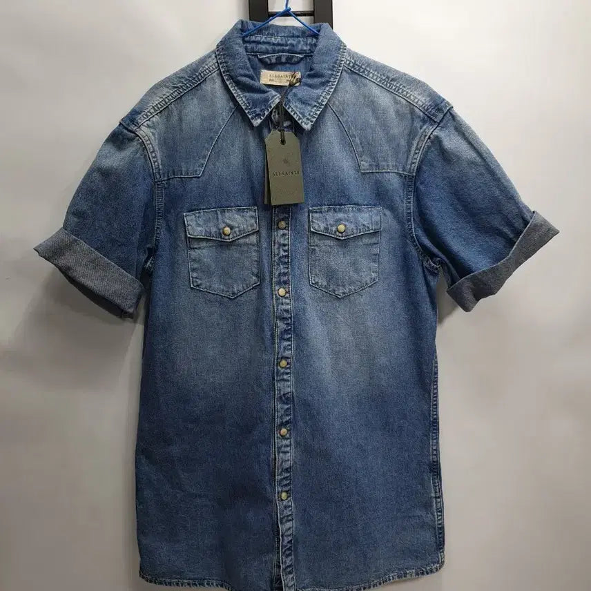 [SOLD OUT] 올세인츠 데님 웨스턴 셔츠 반팔 청남방 s 새상품