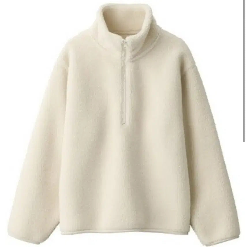 [BUNJANG] MUJI Ivory Half-Zip Up Sweatshirt / MUJI 무인양품 아이보리 하프집업