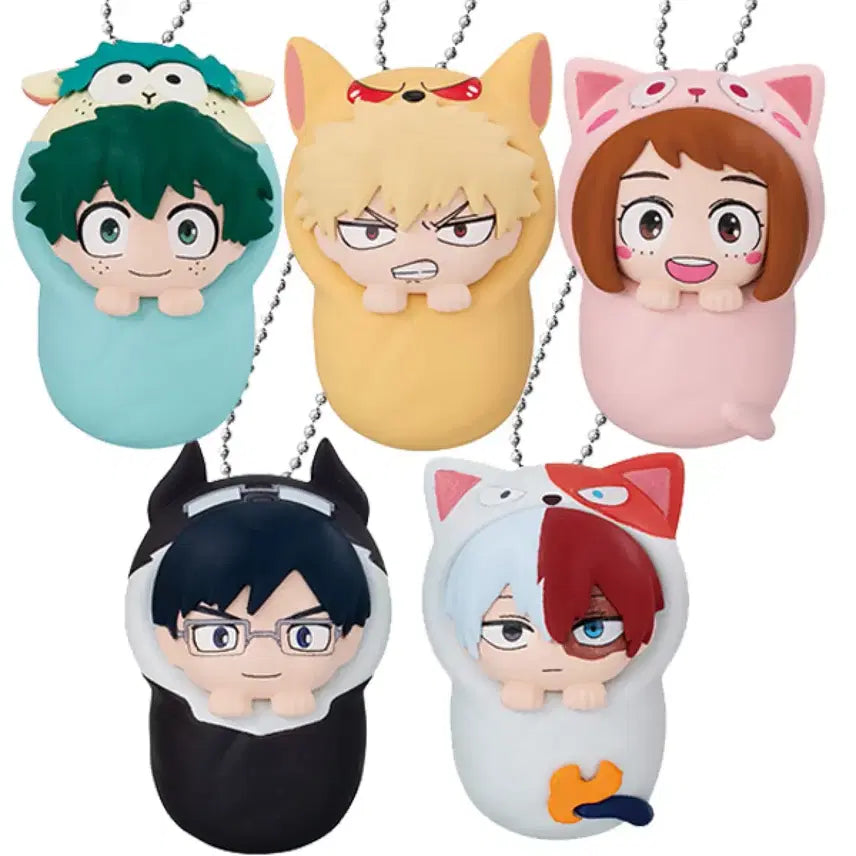 [BUNJANG] Bandai Namco My Hero Academia Okurumi Keyring Gacha Bundle Set / 반다이남코 캡슐 가챠 나의 히어로 아카데미아 굿즈 오쿠루미5종 일괄