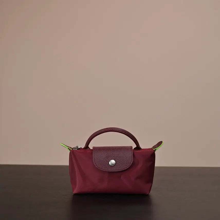 [BUNJANG] Longchamp Nylon and Cowhide Leather Clutch and Shoulder Bag / 롱샴 클러치백 숄더백 와인 나일론 소가죽