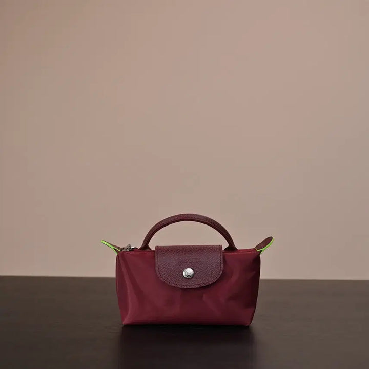 [BUNJANG] Longchamp Nylon and Cowhide Leather Clutch and Shoulder Bag / 롱샴 클러치백 숄더백 와인 나일론 소가죽