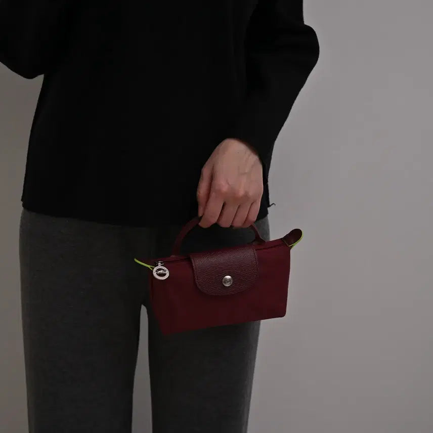 [BUNJANG] Longchamp Nylon and Cowhide Leather Clutch and Shoulder Bag / 롱샴 클러치백 숄더백 와인 나일론 소가죽