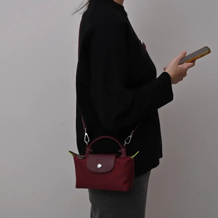 [BUNJANG] Longchamp Nylon and Cowhide Leather Clutch and Shoulder Bag / 롱샴 클러치백 숄더백 와인 나일론 소가죽