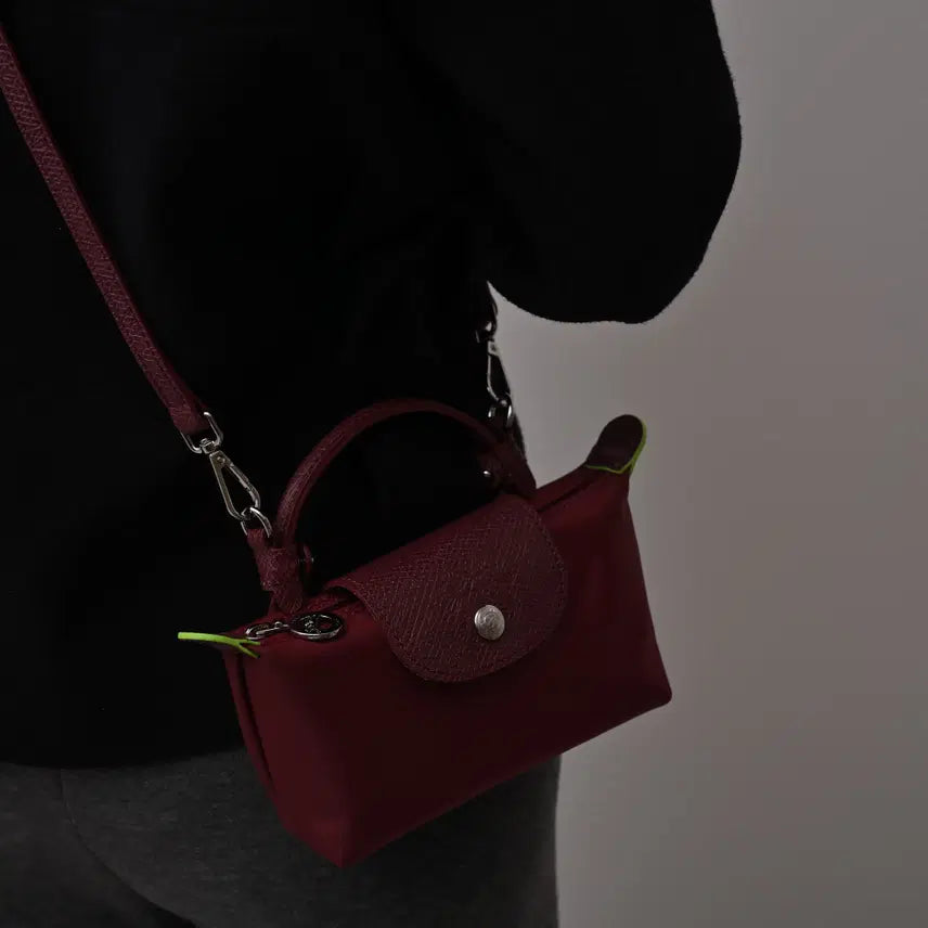 [BUNJANG] Longchamp Nylon and Cowhide Leather Clutch and Shoulder Bag / 롱샴 클러치백 숄더백 와인 나일론 소가죽