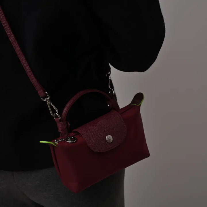 [BUNJANG] Longchamp Nylon and Cowhide Leather Clutch and Shoulder Bag / 롱샴 클러치백 숄더백 와인 나일론 소가죽