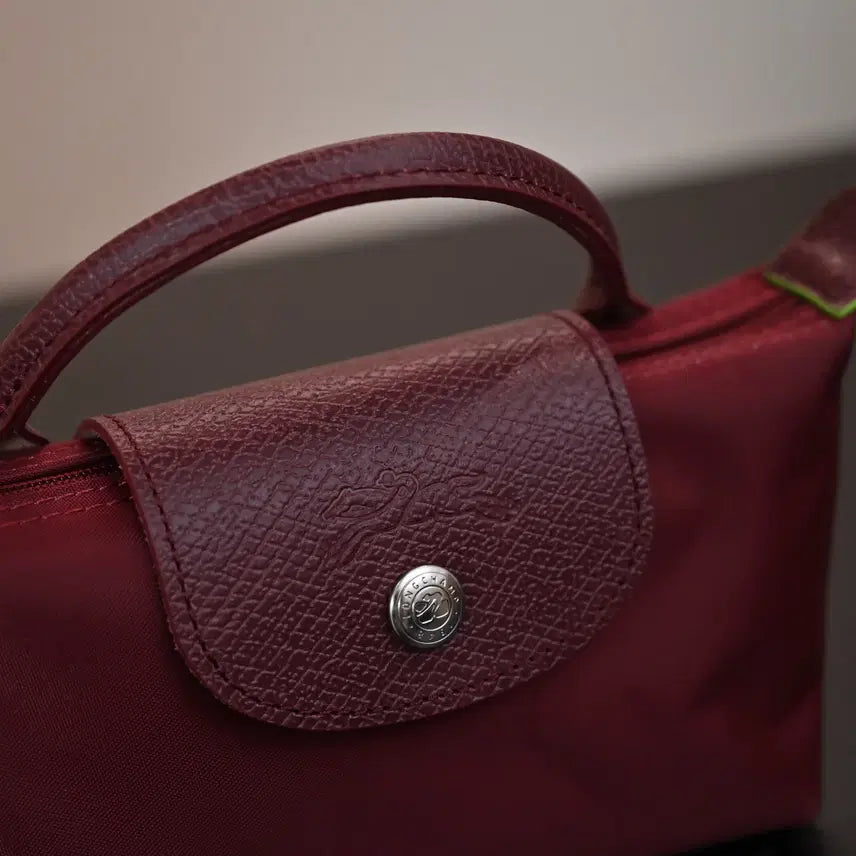 [BUNJANG] Longchamp Nylon and Cowhide Leather Clutch and Shoulder Bag / 롱샴 클러치백 숄더백 와인 나일론 소가죽