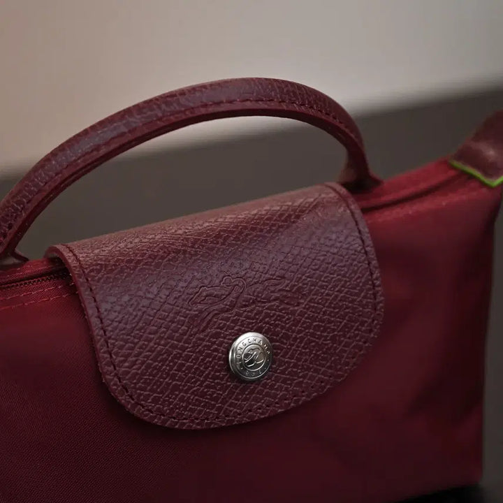 [BUNJANG] Longchamp Nylon and Cowhide Leather Clutch and Shoulder Bag / 롱샴 클러치백 숄더백 와인 나일론 소가죽