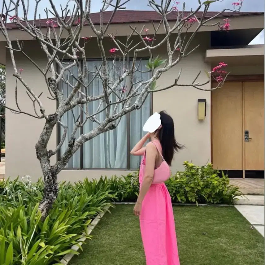 [BUNJANG] Numomu Pink Linen Long Dress / Numomu 누모무 핫썸머 핑크 린넨 롱 원피스
