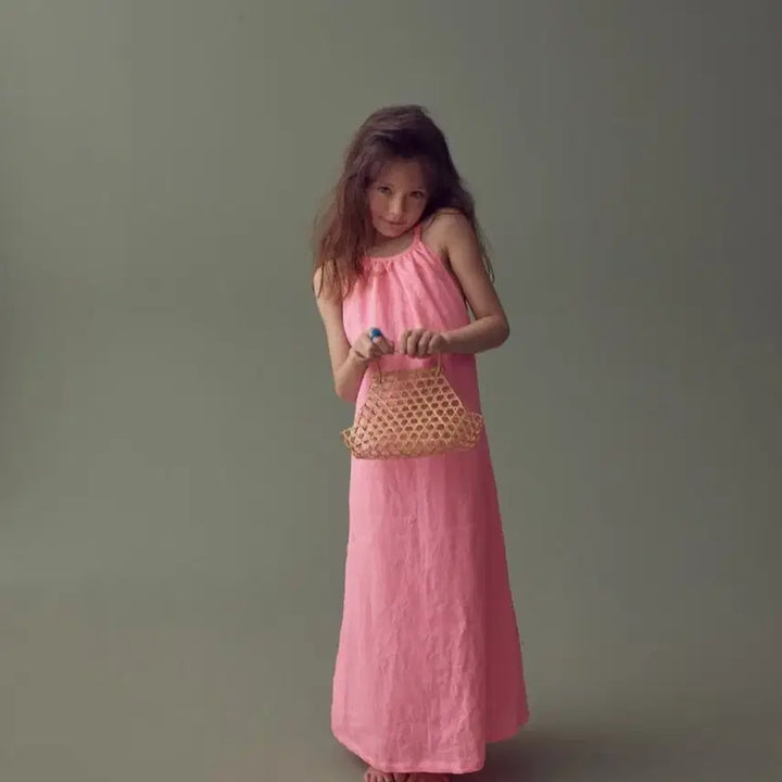 [BUNJANG] Numomu Pink Linen Long Dress / Numomu 누모무 핫썸머 핑크 린넨 롱 원피스