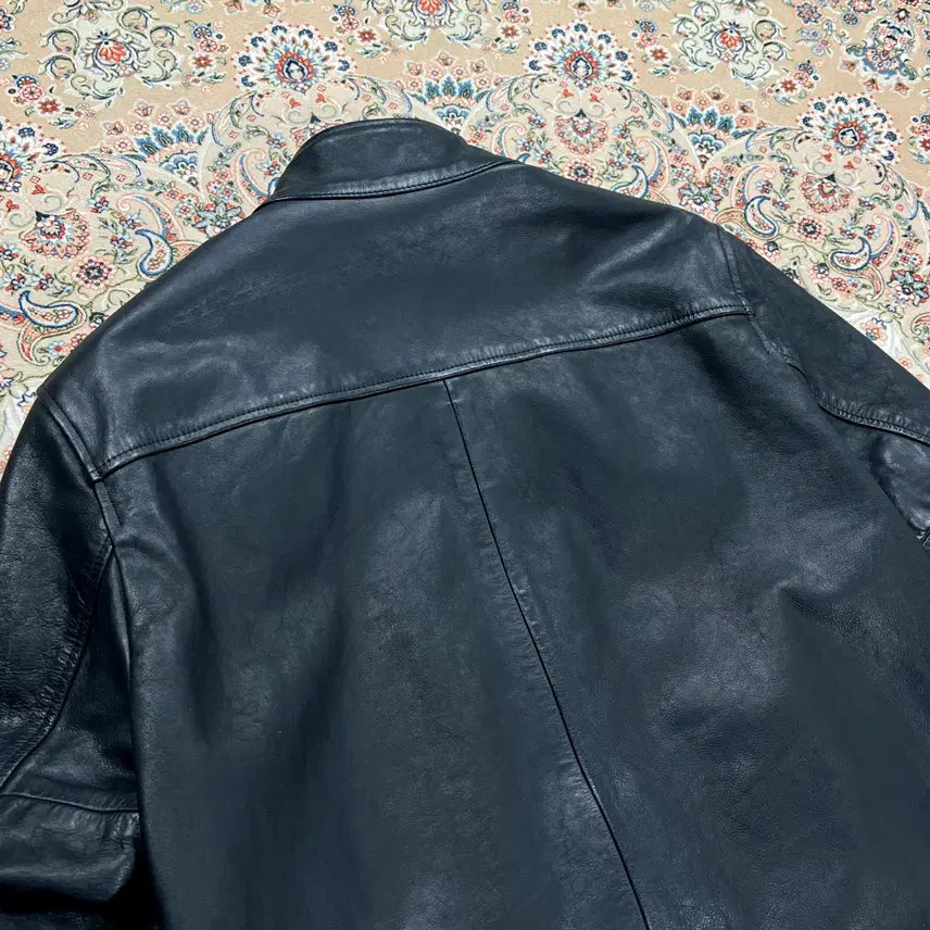 [BUNJANG] Polo Ralph Lauren Buffalo Leather Harrington Jacket / [A+등급 38] 폴로랄프로렌 블랙 물소가죽 바라쿠타 해링턴자켓