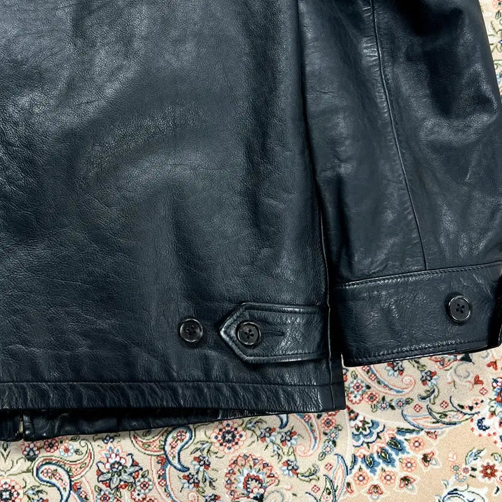 [BUNJANG] Polo Ralph Lauren Buffalo Leather Harrington Jacket / [A+등급 38] 폴로랄프로렌 블랙 물소가죽 바라쿠타 해링턴자켓