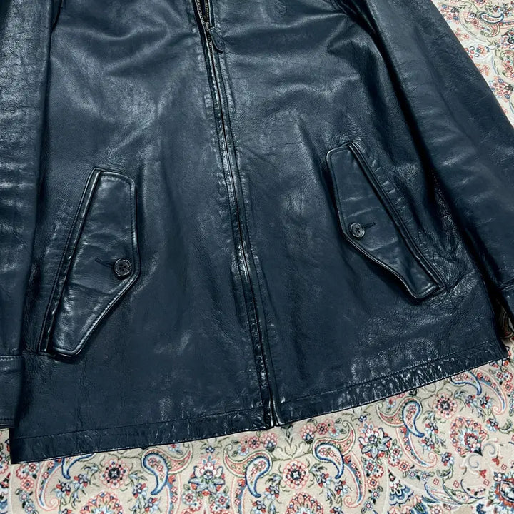 [BUNJANG] Polo Ralph Lauren Buffalo Leather Harrington Jacket / [A+등급 38] 폴로랄프로렌 블랙 물소가죽 바라쿠타 해링턴자켓