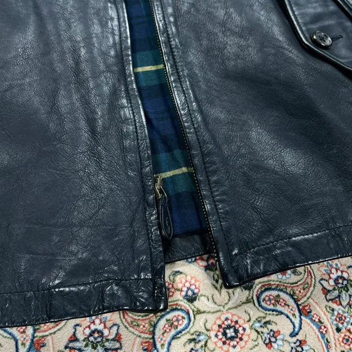 [BUNJANG] Polo Ralph Lauren Buffalo Leather Harrington Jacket / [A+등급 38] 폴로랄프로렌 블랙 물소가죽 바라쿠타 해링턴자켓