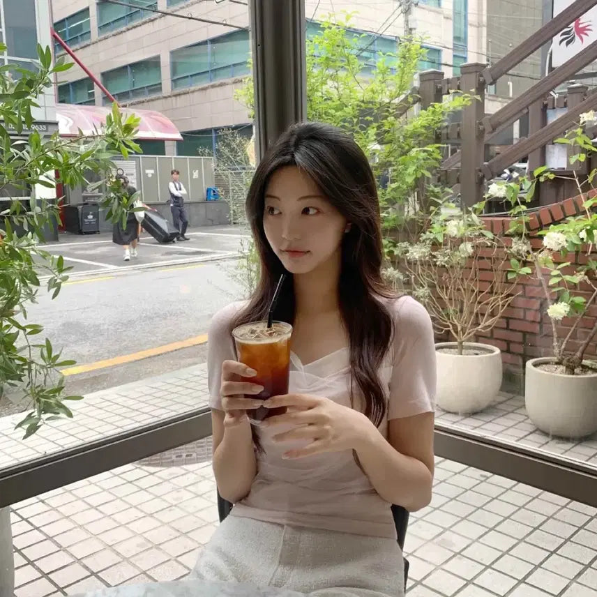[BUNJANG] ANNE VIBOLERO Short Sleeve T-Shirt (Pink) / 제니오 썸머 안느 볼레로 반팔티 (핑크)