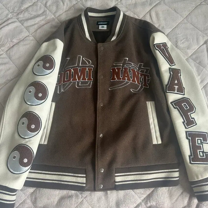 [BUNJANG] DOMINANT Varsity Jacket Brown L Size / DOMINANT 바시티 자켓 브라운 L사이즈