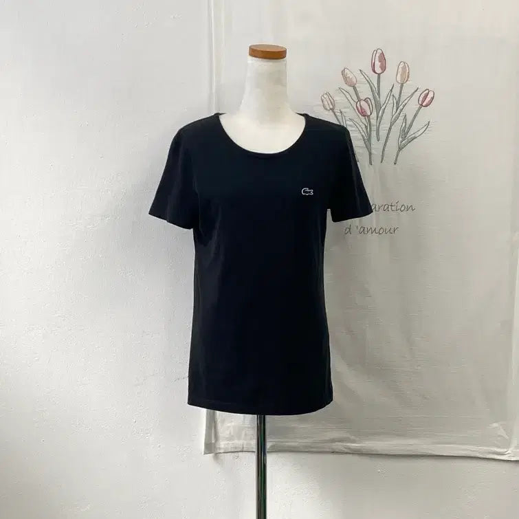 [BUNJANG] Lacoste Basic Crew Neck Black Short Sleeve T-Shirt / 라코스테 베이직 크루넥 블랙 반팔 티셔츠34 093