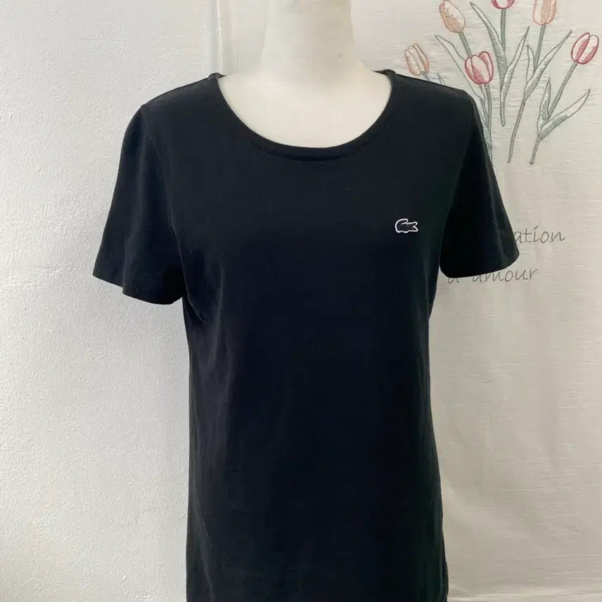 [BUNJANG] Lacoste Basic Crew Neck Black Short Sleeve T-Shirt / 라코스테 베이직 크루넥 블랙 반팔 티셔츠34 093