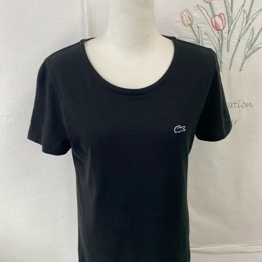 [BUNJANG] Lacoste Basic Crew Neck Black Short Sleeve T-Shirt / 라코스테 베이직 크루넥 블랙 반팔 티셔츠34 093