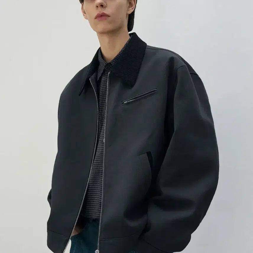 [BUNJANG] Drawfit Contrast Work Trucker Jacket Dark Gray L / 드로우핏 콘트라스트 워크 트러커 자켓 다크그레이 L