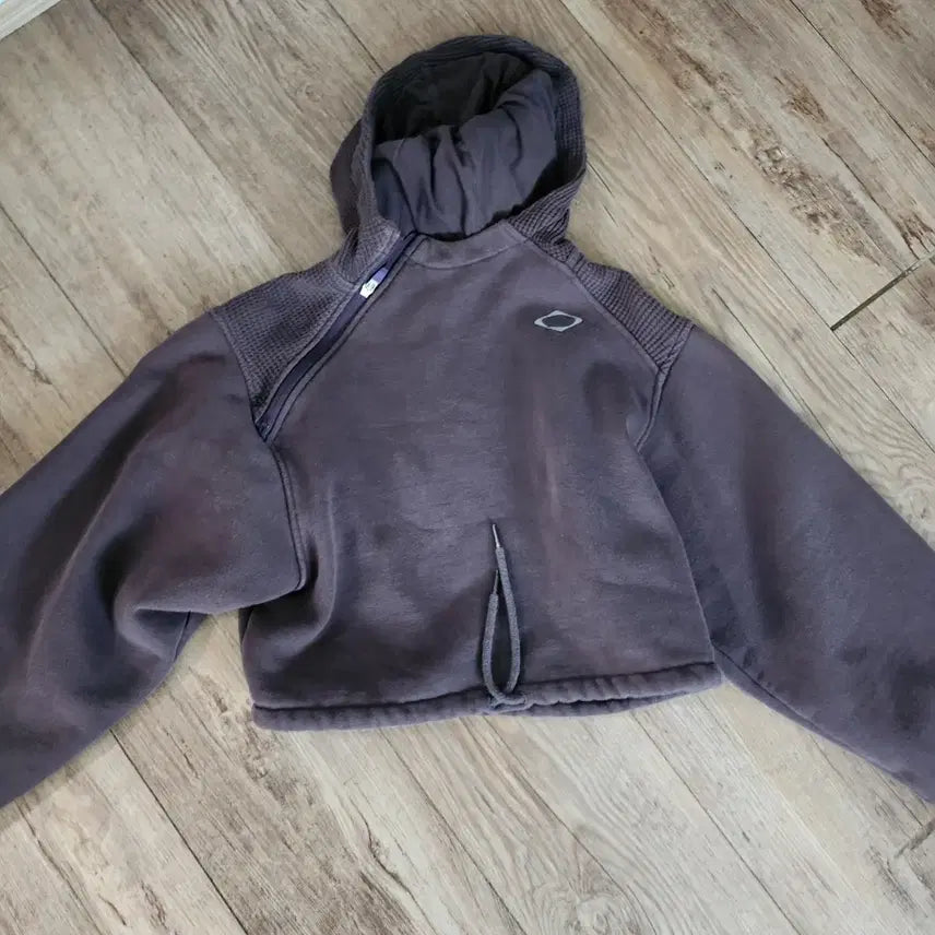 [BUNJANG] Mischief Rhombus Side Zip Crop Hoodie Purple / 미스치프 롬버스 사이드 집업 크롭 후드 퍼플 (사용감 많음)