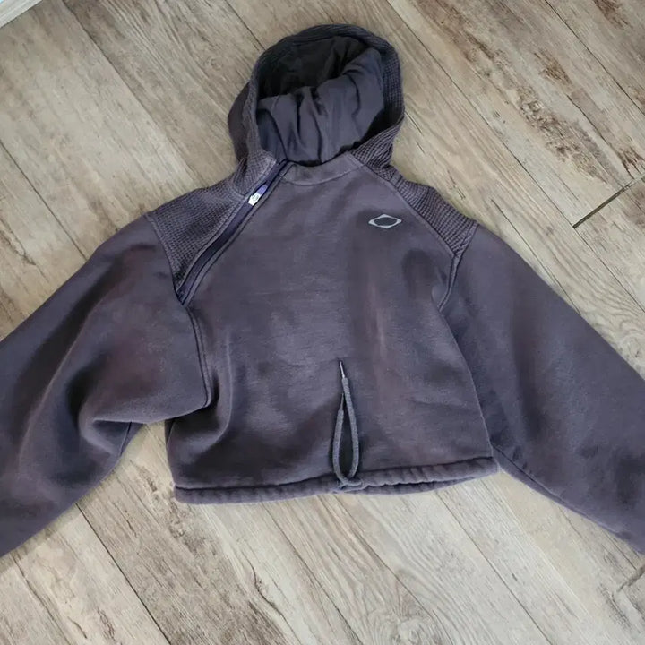 [BUNJANG] Mischief Rhombus Side Zip Crop Hoodie Purple / 미스치프 롬버스 사이드 집업 크롭 후드 퍼플 (사용감 많음)