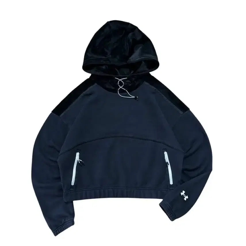[BUNJANG] Under Armour Velvet Cropped Hoodie / 언더아머 벨벳 크롭 후드티