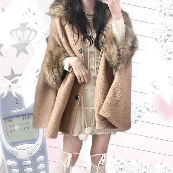 [BUNJANG] Vintage Gal Fur Cape / 빈티지 갸루 퍼 케이프