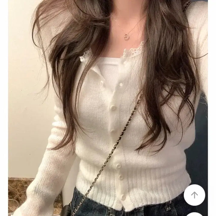 [BUNJANG] Kkonmigo Judy Mohair Cardigan Ivory / 꼰미고 쥬디 모헤어 가디건 아이보리