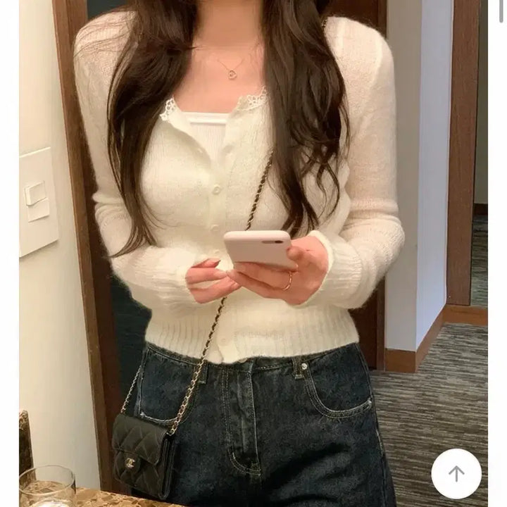 [BUNJANG] Kkonmigo Judy Mohair Cardigan Ivory / 꼰미고 쥬디 모헤어 가디건 아이보리
