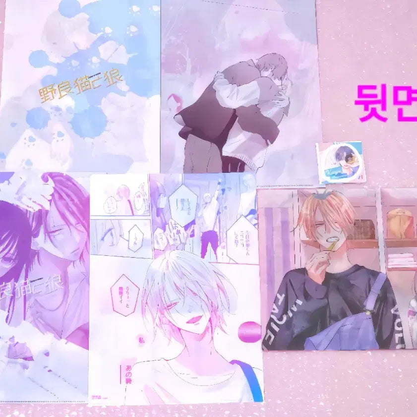 [BUNJANG] MitsuBachi Miyuki Long-haired Cat and Wolf Clear File Set / (미사용) 길고양이와늑대 봄의폭풍과몬스터 클리어파일 5종 L홀더