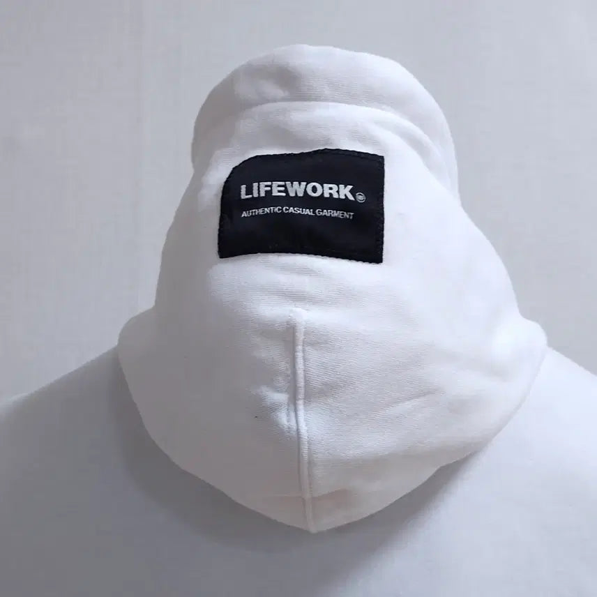 [BUNJANG] Life Work White Hoodie / 라이프워크 화이트 후드티