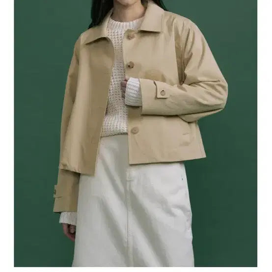 [BUNJANG] Bluebrick Cotton Crop Coat (Beige) / 블루브릭 코튼 크롭 코트(베이지)