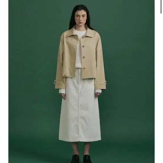 [BUNJANG] Bluebrick Cotton Crop Coat (Beige) / 블루브릭 코튼 크롭 코트(베이지)