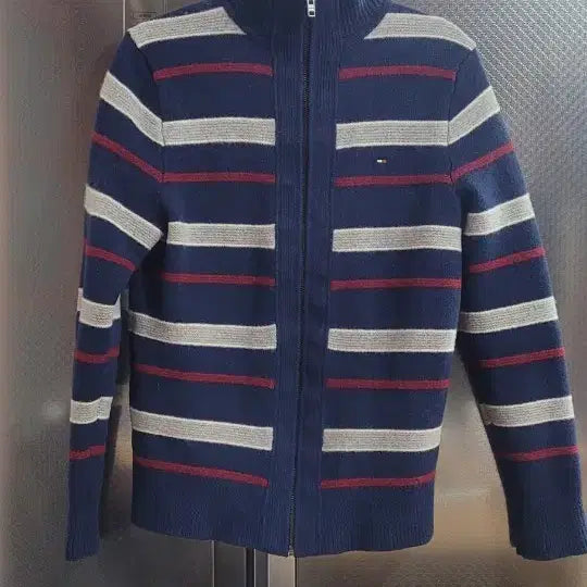 [BUNJANG] Tommy Hilfiger Striped Zip-Up Knit Cardigan - Size S / 타미힐피거 스트라이프 집업 니트 가디건 S사이즈