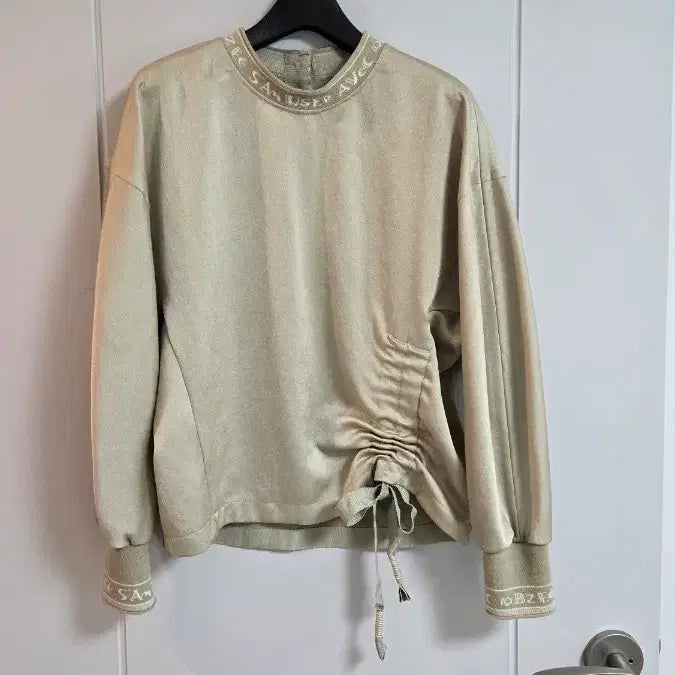 [BUNJANG] OBZEE Satin Light Khaki Top and Bottom Set / OBZEE 오브제 새틴 라이트 카키 상하의 세트