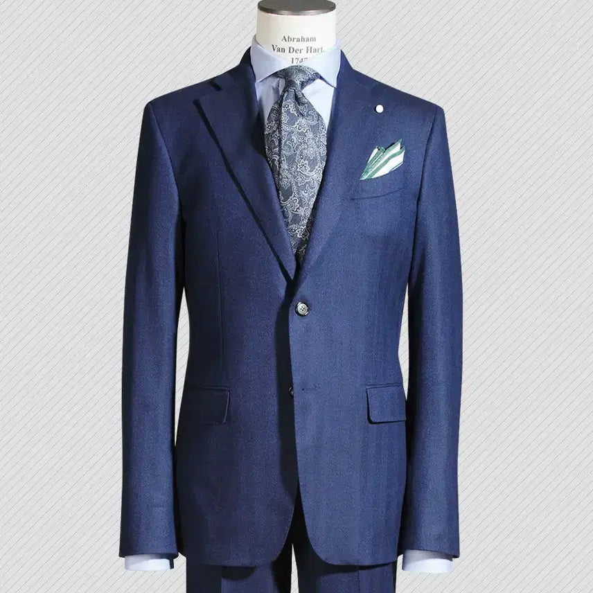 [BUNJANG] Vanhart di Albazar Ariston Royal Navy-blue Herringbone Suit / 반하트 디 알바자/이태리 아리스톤 로얄 플란넬 울 헤링본 수트/100