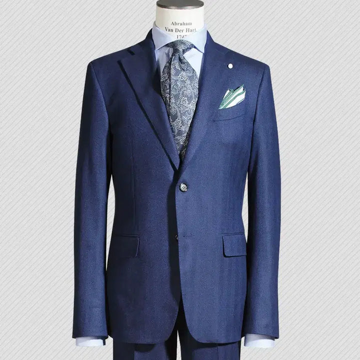 [BUNJANG] Vanhart di Albazar Ariston Royal Navy-blue Herringbone Suit / 반하트 디 알바자/이태리 아리스톤 로얄 플란넬 울 헤링본 수트/100