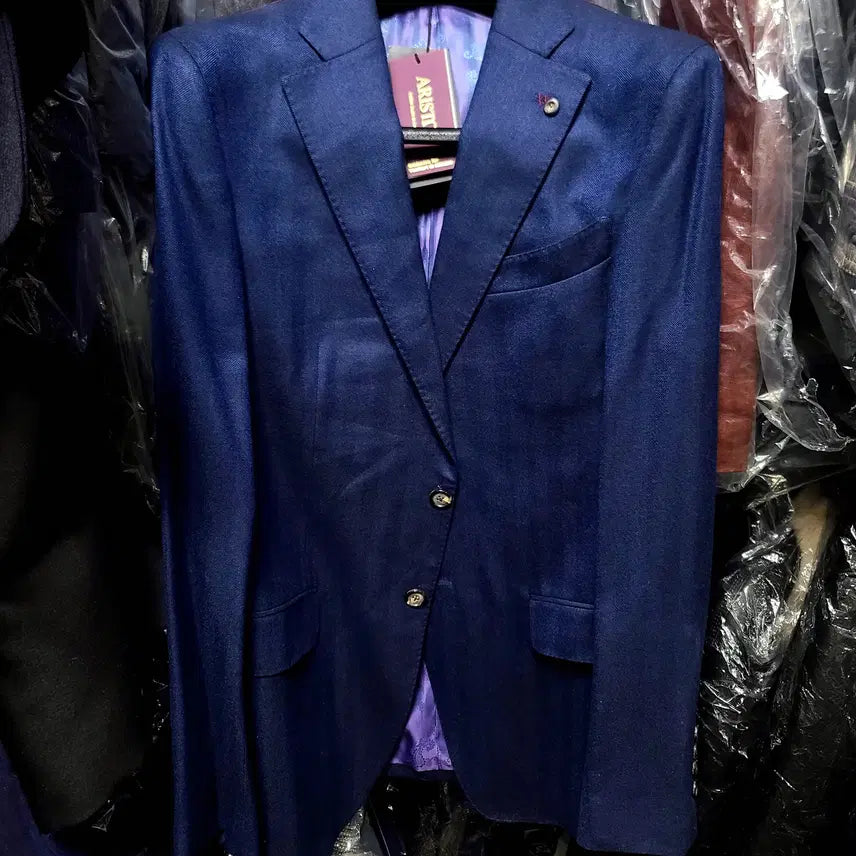 [BUNJANG] Vanhart di Albazar Ariston Royal Navy-blue Herringbone Suit / 반하트 디 알바자/이태리 아리스톤 로얄 플란넬 울 헤링본 수트/100