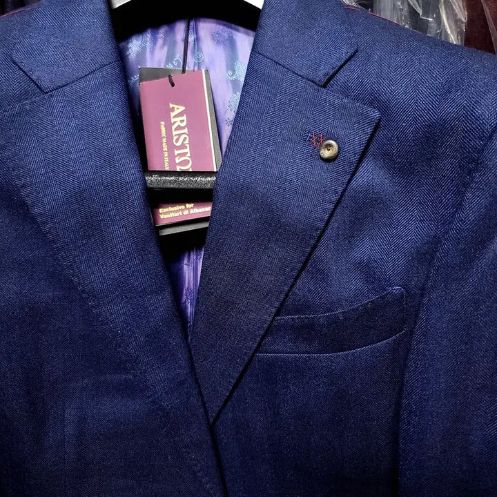 [BUNJANG] Vanhart di Albazar Ariston Royal Navy-blue Herringbone Suit / 반하트 디 알바자/이태리 아리스톤 로얄 플란넬 울 헤링본 수트/100