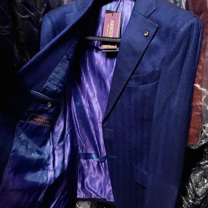 [BUNJANG] Vanhart di Albazar Ariston Royal Navy-blue Herringbone Suit / 반하트 디 알바자/이태리 아리스톤 로얄 플란넬 울 헤링본 수트/100