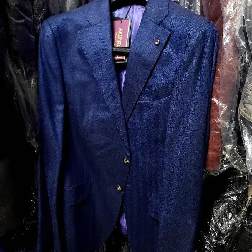 [BUNJANG] Vanhart di Albazar Ariston Royal Navy-blue Herringbone Suit / 반하트 디 알바자/이태리 아리스톤 로얄 플란넬 울 헤링본 수트/100