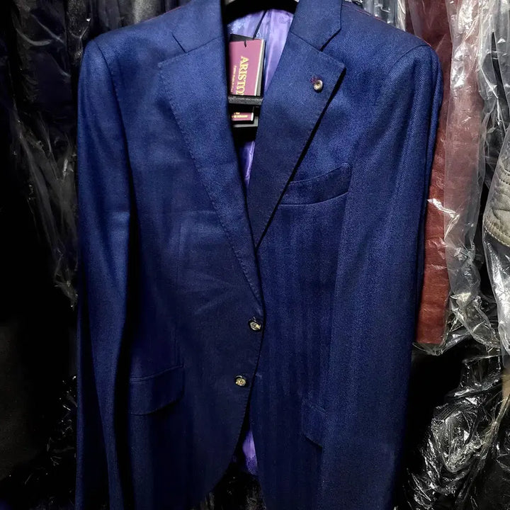 [BUNJANG] Vanhart di Albazar Ariston Royal Navy-blue Herringbone Suit / 반하트 디 알바자/이태리 아리스톤 로얄 플란넬 울 헤링본 수트/100