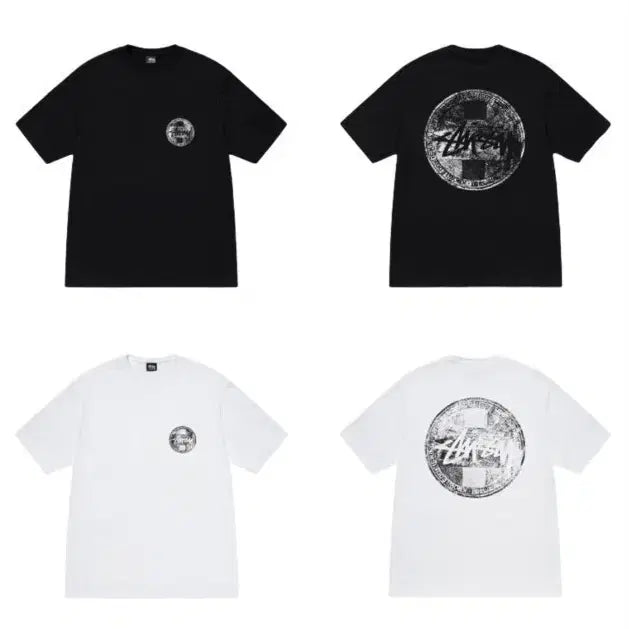 [BUNJANG] Stussy Stamp Short Sleeve T-shirt Black/White / NSB23정품새상품>스투시 원형 스탬프 반팔 티셔츠 블랙/화이트